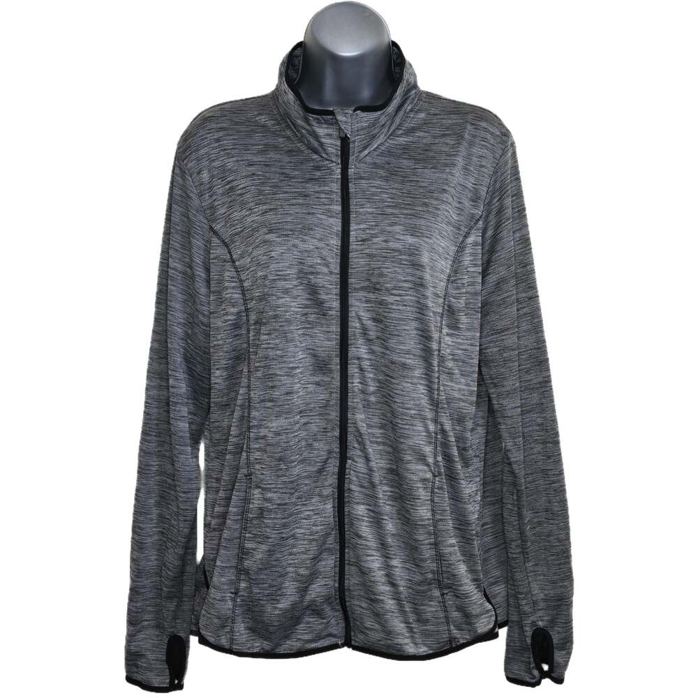 Danskin Now Women's Grey Full Zip Workout Jacket with Thumbholes XL